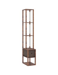 HOMCOM Floor Lamp with Shelves, LED Column Modern Standing Lamp with Fabric Drawer, Adjustable Brightness, Foot Switch for Livin