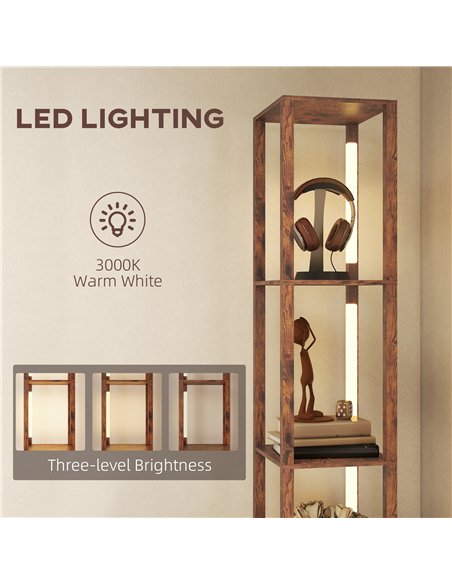 HOMCOM Floor Lamp with Shelves, LED Column Modern Standing Lamp with Fabric Drawer, Adjustable Brightness, Foot Switch for Livin - pic 170281 | FastDaddyshop