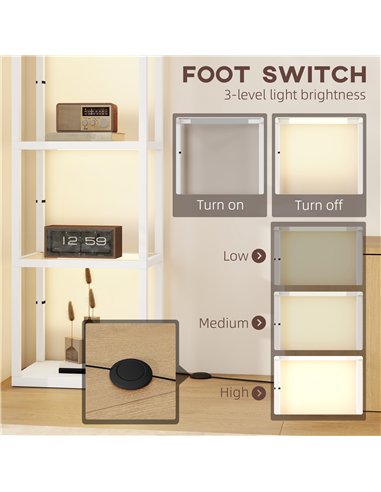 HOMCOM Four-Shelf Floor Lamp - White