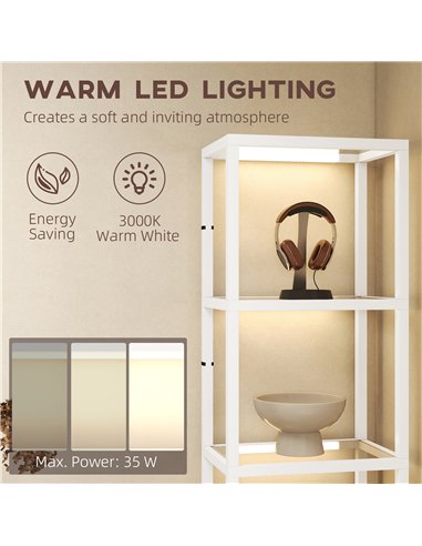 HOMCOM Four-Shelf Floor Lamp - White