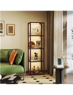 HOMCOM Four-Shelf Floor Lamp - Dark Brown 2