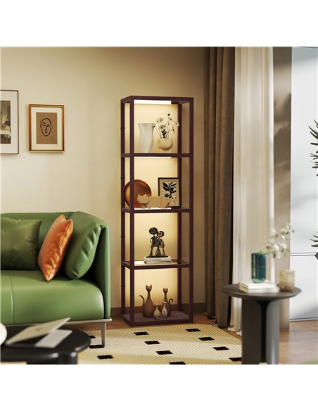 HOMCOM Four-Shelf Floor Lamp - Dark Brown - pic 170296 | FastDaddyshop