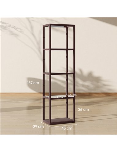 HOMCOM Four-Shelf Floor Lamp - Dark Brown