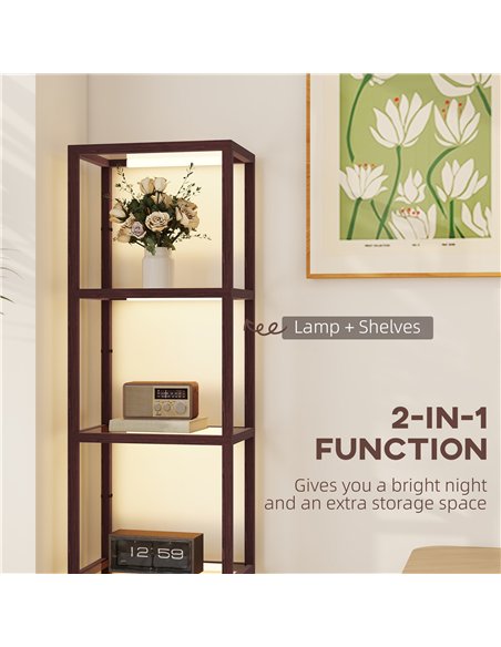 HOMCOM Four-Shelf Floor Lamp - Dark Brown - pic 170298 | FastDaddyshop