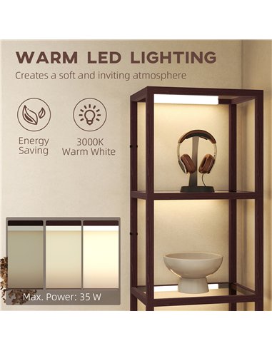 HOMCOM Four-Shelf Floor Lamp - Dark Brown