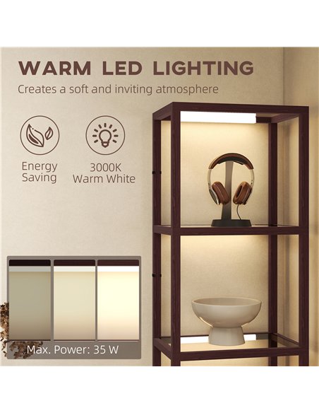 HOMCOM Four-Shelf Floor Lamp - Dark Brown - pic 170300 | FastDaddyshop