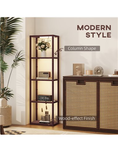HOMCOM Four-Shelf Floor Lamp - Dark Brown