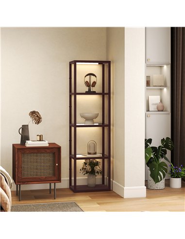 HOMCOM Four-Shelf Floor Lamp - Dark Brown