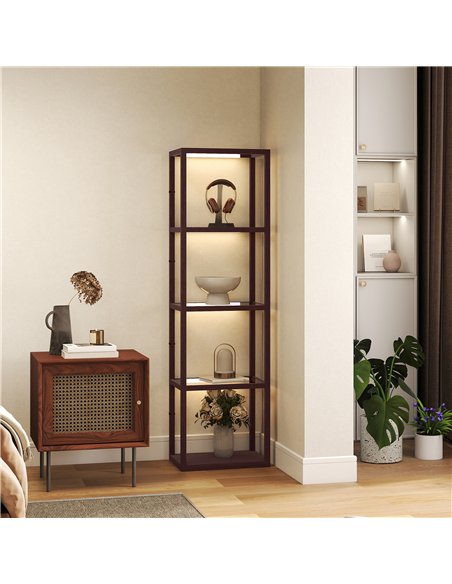 HOMCOM Four-Shelf Floor Lamp - Dark Brown - pic 170303 | FastDaddyshop