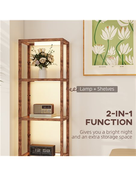 HOMCOM Four-Shelf Floor Lamp - Rustic Brown - pic 170307 | FastDaddyshop