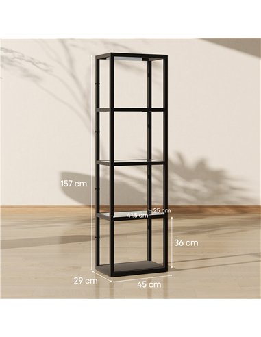 HOMCOM Four-Shelf Floor Lamp - Black