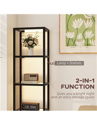 HOMCOM Four-Shelf Floor Lamp - Black