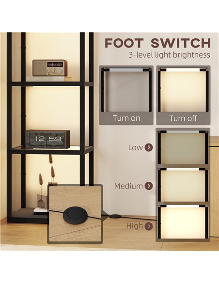 HOMCOM Four-Shelf Floor Lamp - Black - pic 170317 | FastDaddyshop
