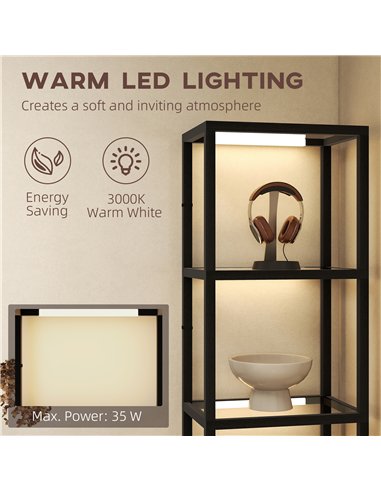 HOMCOM Four-Shelf Floor Lamp - Black