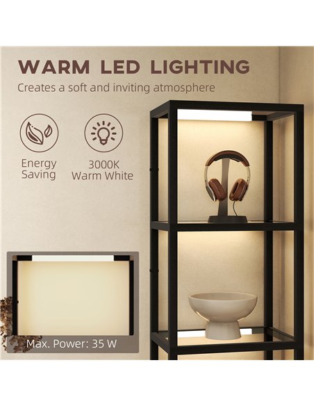 HOMCOM Four-Shelf Floor Lamp - Black - pic 170318 | FastDaddyshop