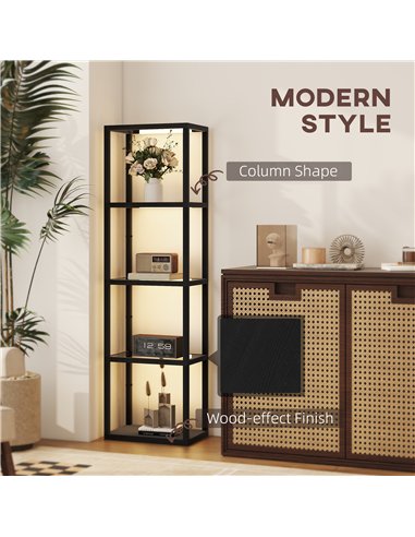HOMCOM Four-Shelf Floor Lamp - Black