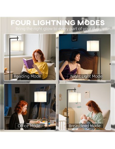 HOMCOM Floor Lamp for Living Room, 66" Modern Tall Standing Lamp with Adjustable Colour Temperatures & 10 Brightness Levels, Rem