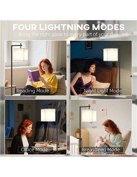 HOMCOM Floor Lamp for Living Room, 66" Modern Tall Standing Lamp with Adjustable Colour Temperatures & 10 Brightness Levels, Rem - pic 170326 | FastDaddyshop