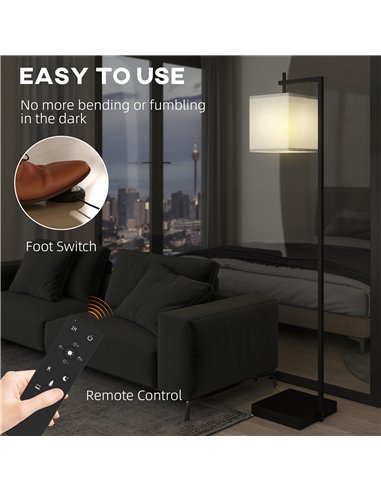 HOMCOM Floor Lamp for Living Room, 66" Modern Tall Standing Lamp with Adjustable Colour Temperatures & 10 Brightness Levels, Rem