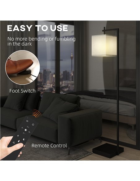 HOMCOM Floor Lamp for Living Room, 66" Modern Tall Standing Lamp with Adjustable Colour Temperatures & 10 Brightness Levels, Rem - pic 170328 | FastDaddyshop