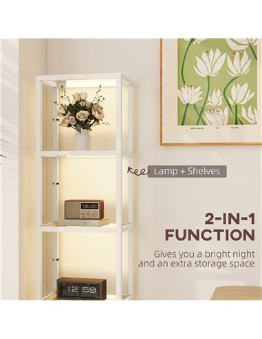 HOMCOM Four-Shelf Floor Lamp - Bleached Oak