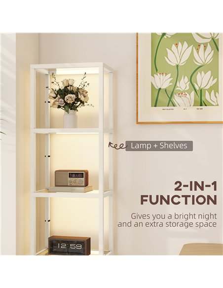 HOMCOM Four-Shelf Floor Lamp - Bleached Oak - pic 170334 | FastDaddyshop