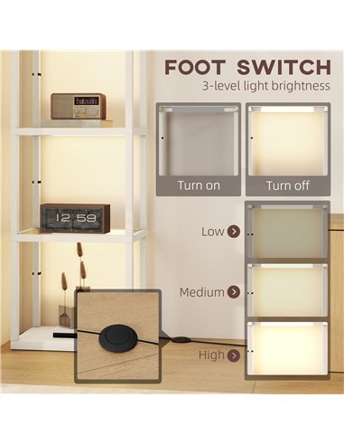 HOMCOM Four-Shelf Floor Lamp - Bleached Oak