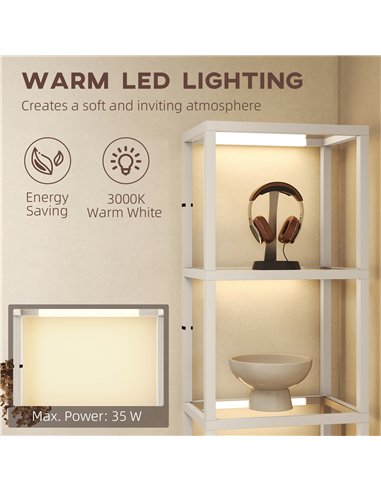 HOMCOM Four-Shelf Floor Lamp - Bleached Oak