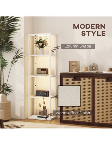 HOMCOM Four-Shelf Floor Lamp - Bleached Oak