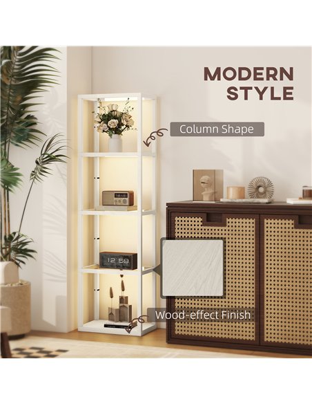 HOMCOM Four-Shelf Floor Lamp - Bleached Oak - pic 170338 | FastDaddyshop
