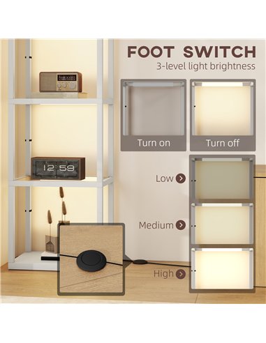 HOMCOM Four-Shelf Floor Lamp - Grey