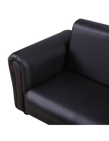 Homcom Kids Twin Sofa, 2 Seater Toddler Armchair with Footstool, Black