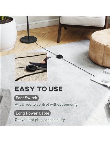 HOMCOM Flower Floor Lamp for Living Room, 3D Printed Modern Standing Lamp with Rose Shade & Foot Switch, Minimalist Tall Pole La