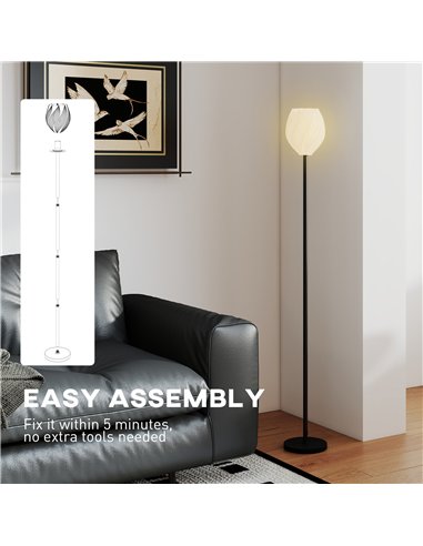 HOMCOM Flower Floor Lamp for Living Room, 3D Printed Modern Standing Lamp with Rose Shade & Foot Switch, Minimalist Tall Pole La
