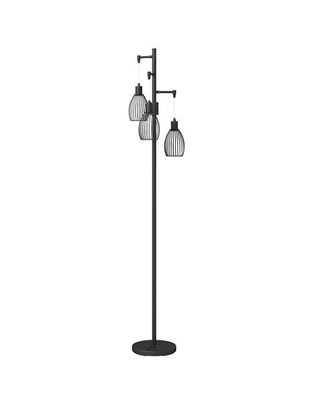 HOMCOM 3-Light LED Floor Lamp, 170cm Industrial Dimmable Standing Lamp with Steel Wire Cage Lampshades, 2700K for Living Room, B - pic 170394 | FastDaddyshop