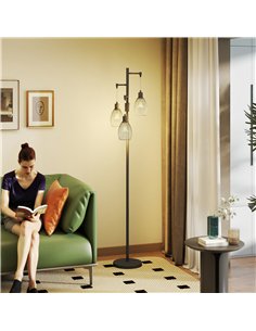 HOMCOM 3-Light LED Floor Lamp, 170cm Industrial Dimmable Standing Lamp with Steel Wire Cage Lampshades, 2700K for Living Room, B 2