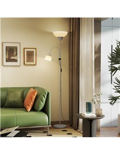 HOMCOM LED Floor Lamp for Living Room, 180cm Tall Standing Lamp, Mother and Child Uplighter with Adjustable Gooseneck, 3000K/450 2