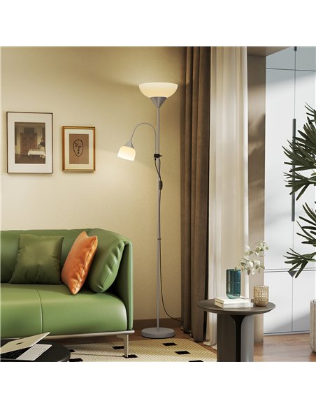 HOMCOM LED Floor Lamp for Living Room, 180cm Tall Standing Lamp, Mother and Child Uplighter with Adjustable Gooseneck, 3000K/450 - pic 170413 | FastDaddyshop