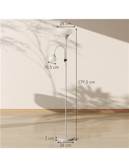 HOMCOM LED Floor Lamp for Living Room, 180cm Tall Standing Lamp, Mother and Child Uplighter with Adjustable Gooseneck, 3000K/450 - pic 170414 | FastDaddyshop