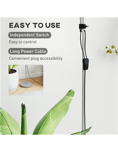 HOMCOM LED Floor Lamp for Living Room, 180cm Tall Standing Lamp, Mother and Child Uplighter with Adjustable Gooseneck, 3000K/450