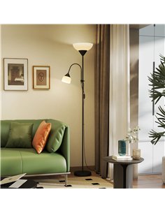 HOMCOM LED Floor Lamp for Living Room, 180cm Tall Standing Lamp, Mother and Child Uplighter with Adjustable Gooseneck, 3000K/450 2