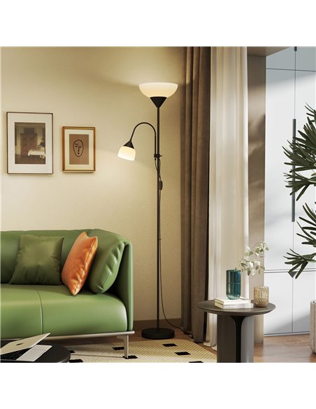 HOMCOM LED Floor Lamp for Living Room, 180cm Tall Standing Lamp, Mother and Child Uplighter with Adjustable Gooseneck, 3000K/450 - pic 170422 | FastDaddyshop