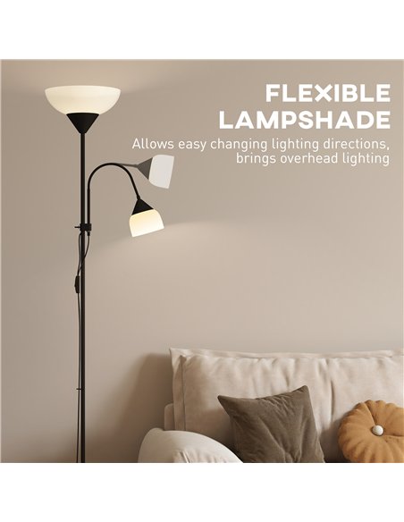 HOMCOM LED Floor Lamp for Living Room, 180cm Tall Standing Lamp, Mother and Child Uplighter with Adjustable Gooseneck, 3000K/450 - pic 170426 | FastDaddyshop