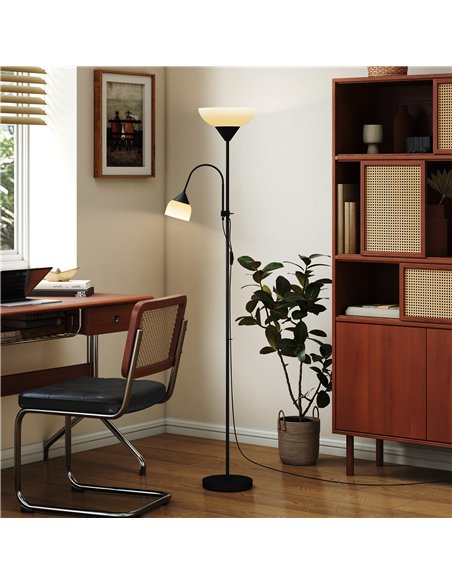 HOMCOM LED Floor Lamp for Living Room, 180cm Tall Standing Lamp, Mother and Child Uplighter with Adjustable Gooseneck, 3000K/450 - pic 170428 | FastDaddyshop