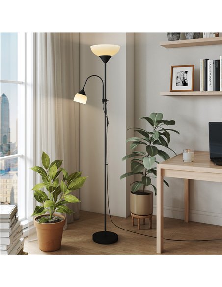 HOMCOM LED Floor Lamp for Living Room, 180cm Tall Standing Lamp, Mother and Child Uplighter with Adjustable Gooseneck, 3000K/450 - pic 170429 | FastDaddyshop