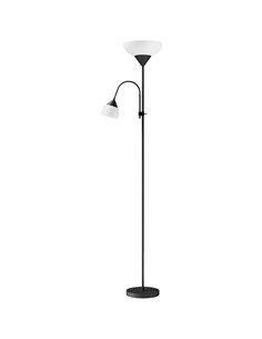 HOMCOM LED Floor Lamp for Living Room, 180cm Tall Standing Lamp, Mother and Child Uplighter with Adjustable Gooseneck, Black
