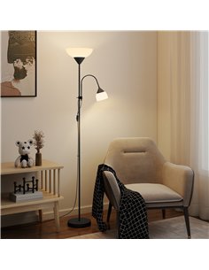 HOMCOM LED Floor Lamp for Living Room, 180cm Tall Standing Lamp, Mother and Child Uplighter with Adjustable Gooseneck, Black 2