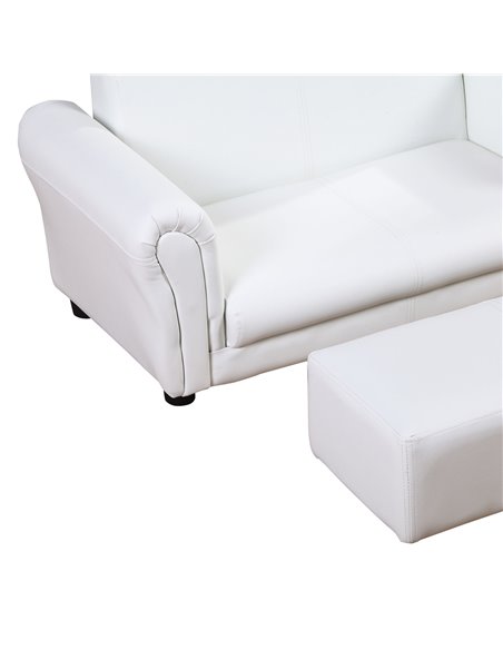 Homcom Kids Twin Sofa, 2 Seater Toddler Armchair with Footstool, White - pic 17044 | FastDaddyshop