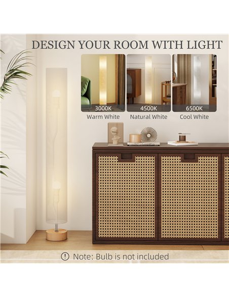 HOMCOM LED Floor Lamp for Living Room, 120cm Modern Standing Lamp with 3000K/4500K/6500K Colour Temperatures, Linen Shade and Wo - pic 170442 | FastDaddyshop