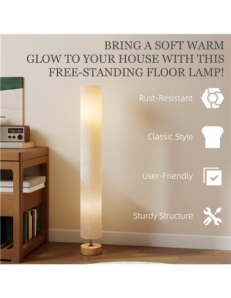 HOMCOM LED Floor Lamp for Living Room, 120cm Modern Standing Lamp with 3000K/4500K/6500K Colour Temperatures, Linen Shade and Wo - pic 170444 | FastDaddyshop